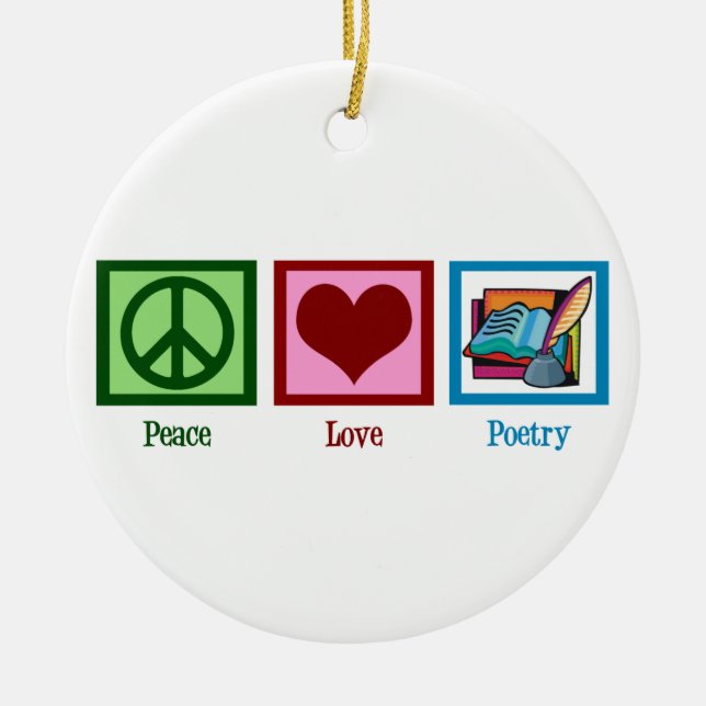 Peace Love Poetry Ceramic Tree Decoration (Front)