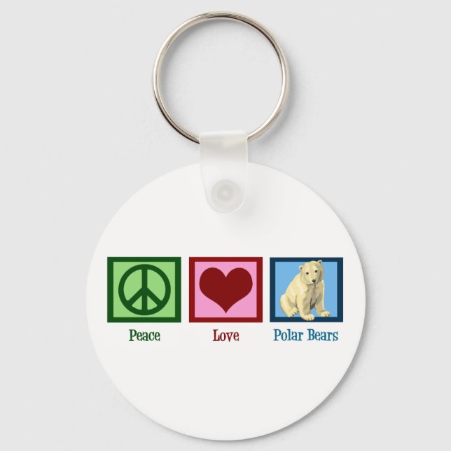 Peace Love Polar Bears Key Ring (Front)