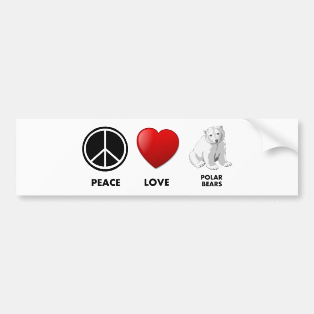 peace love polar bears Save the bears Bumper Sticker (Front)