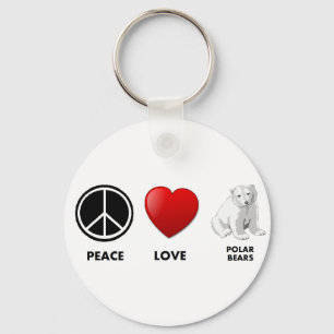 peace love polar bears Save the bears Key Ring