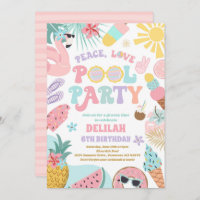 Peace Love Pool Party Groovy Summer Pool Birthday