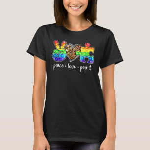Peace Love Pop It Puzzle Support Autism Awareness T-Shirt