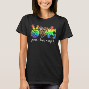 Peace Love Pop It Puzzle Support Autism Awareness T-Shirt