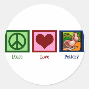 Peace Love Pottery Classic Round Sticker