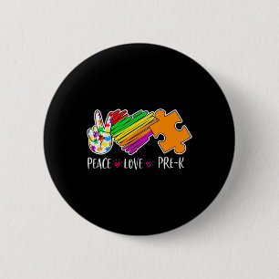 Peace Love Pre-K Autism Awareness - 100 days smart 6 Cm Round Badge