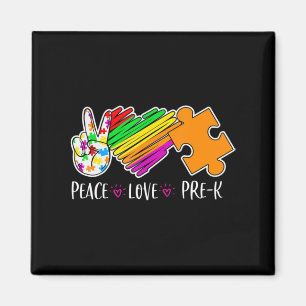 Peace Love Pre-K Autism Awareness - 100 days smart Magnet