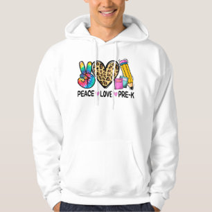 Peace Love Pre-K Leopard Tie Dye Back To School Hoodie