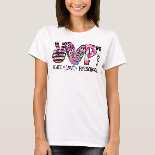 Peace Love Preschool Teacher Team Preschool Tie Dy T-Shirt