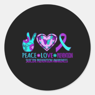Peace Love Prevention Happy Suicide Awareness Grap Classic Round Sticker
