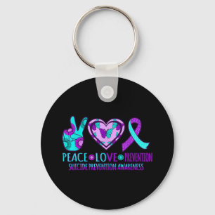 Peace Love Prevention Happy Suicide Awareness Grap Key Ring
