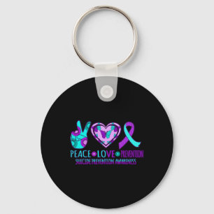 Peace Love Prevention Happy Suicide Awareness Grap Key Ring