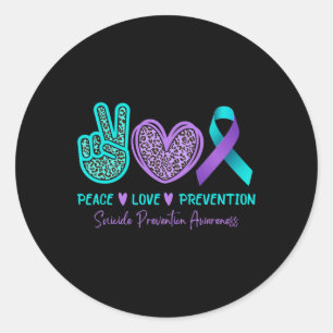 Peace Love Prevention Suicide Awareness Teal Purpl Classic Round Sticker