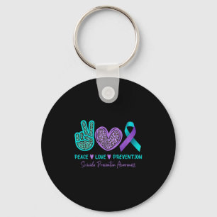 Peace Love Prevention Suicide Awareness Teal Purpl Key Ring