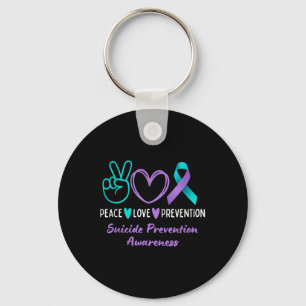 Peace Love Prevention Suicide Awareness Teal Purpl Key Ring
