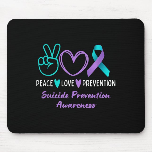 Peace Love Prevention Suicide Awareness Teal Purpl Mouse Pad (Front)