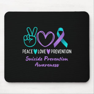 Peace Love Prevention Suicide Awareness Teal Purpl Mouse Pad