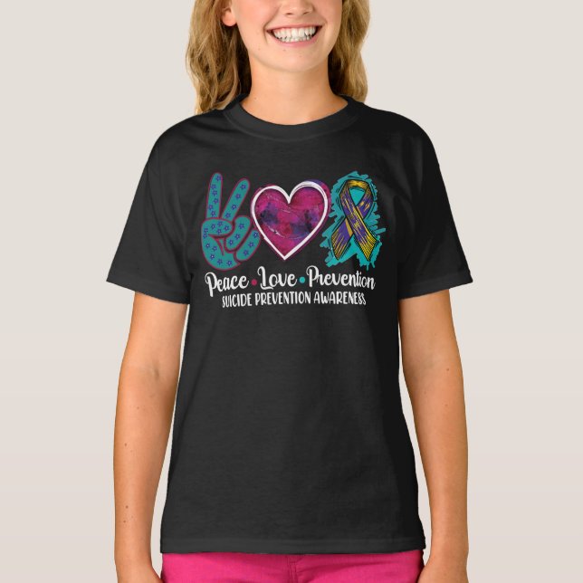 Peace Love Prevention Suicide Prevention Awareness T-Shirt (Front)