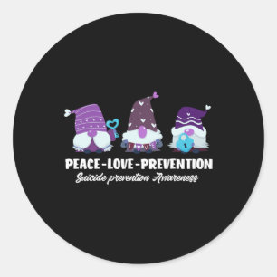Peace Love Prevention Support Suicide Prevention A Classic Round Sticker