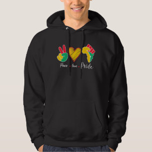 Peace Love Pride Black History Month 365 Melanin Q Hoodie