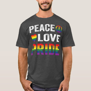Peace Love Pride LGBTQ Ally Rainbow Flag LGBTQ Gay T-Shirt