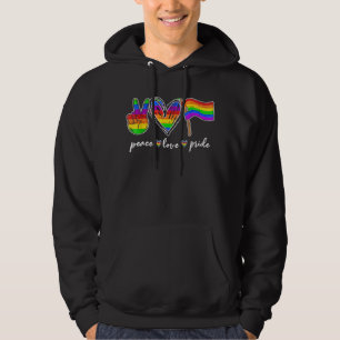 Peace Love Pride Rainbow Heart Lgbt Gay Lesbian Lg Hoodie