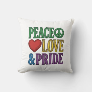 Peace Love Pride Vintage Engraving Vector Design_1 Cushion