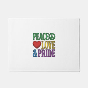 Peace Love Pride Vintage Engraving Vector Design_1 Doormat