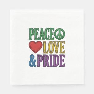 Peace Love Pride Vintage Engraving Vector Design_1 Napkin
