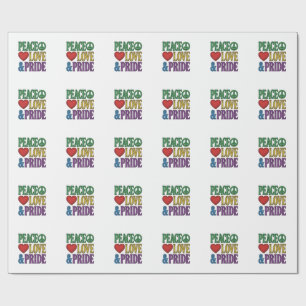 Peace Love Pride Vintage Engraving Vector Design_1 Wrapping Paper