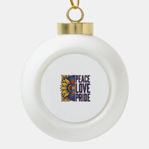 Peace Love Pride Vintage Flower Vector Shirt_1 Ceramic Ball Christmas Ornament