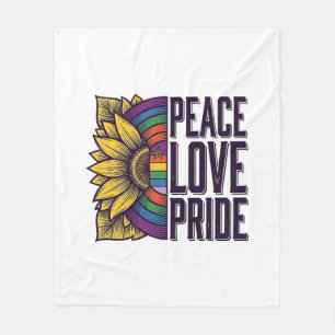 Peace Love Pride Vintage Flower Vector Shirt_1 Fleece Blanket
