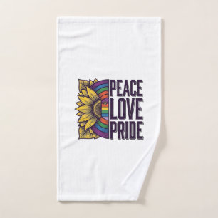 Peace Love Pride Vintage Flower Vector Shirt_1 Hand Towel