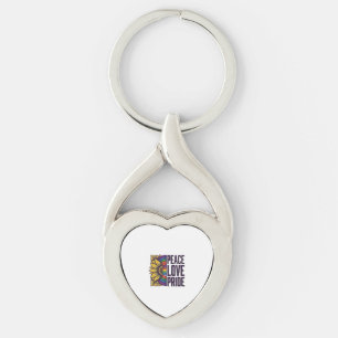 Peace Love Pride Vintage Flower Vector Shirt_1 Key Ring