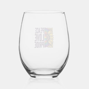 Peace Love Pride Vintage Flower Vector Shirt_1 Stemless Wine Glass