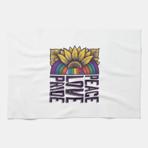 Peace Love Pride Vintage Flower Vector Shirt_1 Tea Towel