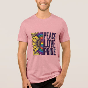 Peace Love Pride Vintage Flower Vector Shirt_1 Tri-Blend Shirt