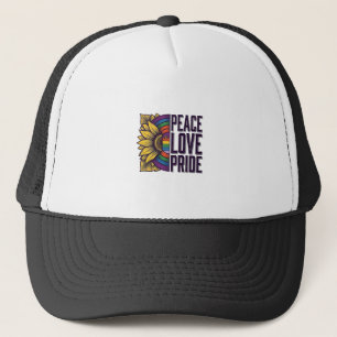 Peace Love Pride Vintage Flower Vector Shirt_1 Trucker Hat