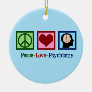 Peace Love Psychiatry Ceramic Tree Decoration