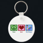 Peace Love Psychology Key Ring<br><div class="desc">A peace sign,  heart,  and a psychologist. A great gift for a psych major or a licensed psychologist.</div>