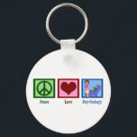 Peace Love Psychology Key Ring<br><div class="desc">A peace sign,  heart,  and a psychologist. A great gift for a psych major or a licensed psychologist.</div>