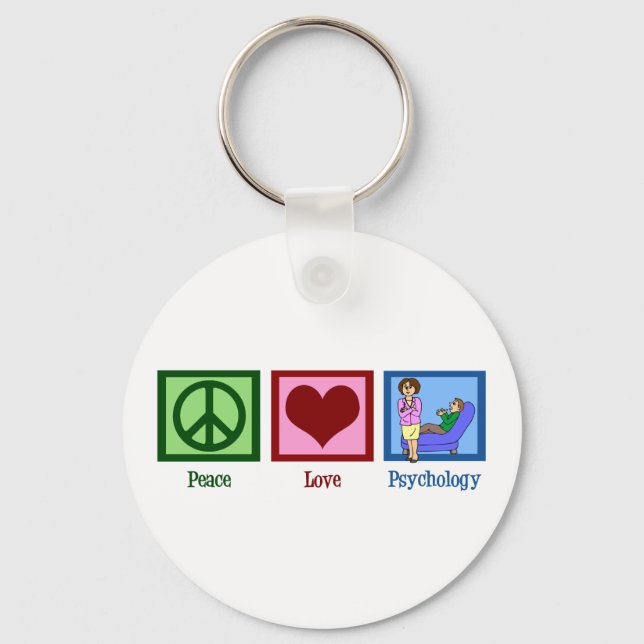 Peace Love Psychology Key Ring (Front)