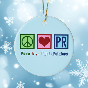 Peace Love Public Relations Ceramic Tree Decoration