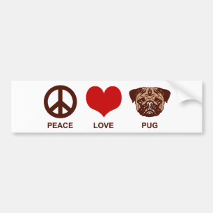 Peace Love Pug Bumper Sticker