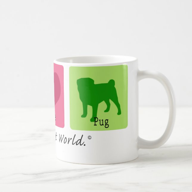 Peace Love Pug Coffee Mug (Right)