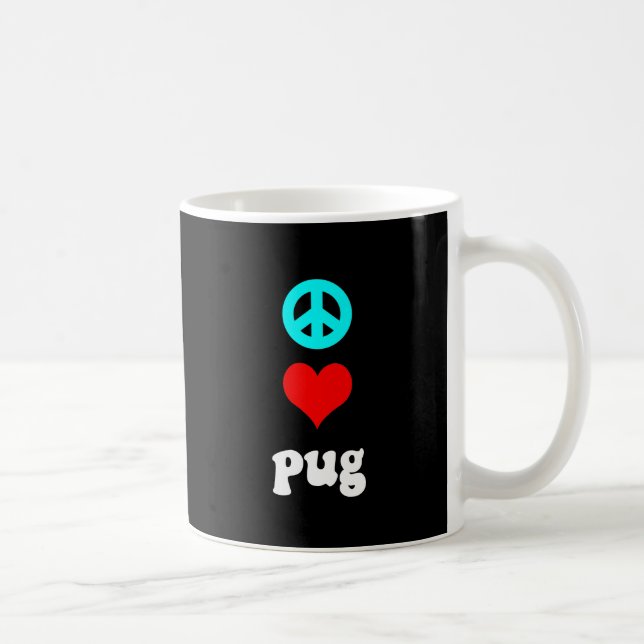 Peace love Pug Coffee Mug (Right)
