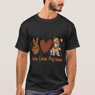 Peace Love Pug lover, Leopard, pug Halloween T-Shirt