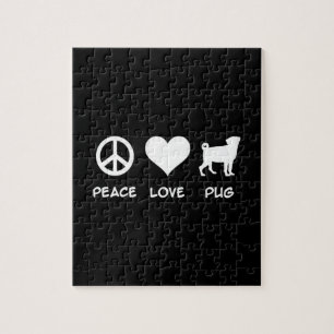 Peace Love Pug Pug Dog Lovers Gift Jigsaw Puzzle
