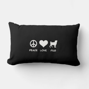 Peace Love Pug   Pug Dog Lovers Gift Lumbar Cushion
