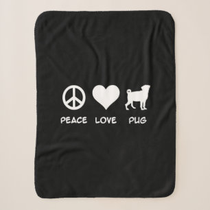 Peace Love Pug Pug Dog Lovers Gift Sherpa Blanket