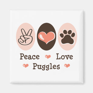 Peace Love Puggles Magnet